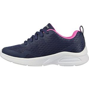 Skechers Microspec Max elektrische springschoenen voor meisjes, Navy Mesh Paars Trim, 32 EU