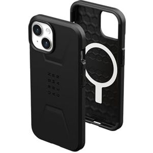 URBAN ARMOR GEAR Civiele hoes compatibel met Apple iPhone 15 Plus [Draadloos opladen/Magnetisch opladen compatibel, botsbestendige mobiele hoes, verhoogde rand] zwart