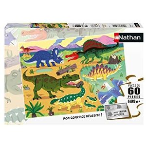 Nathan - Kinderpuzzel - 60 stukjes - De dinosaurussen van het Krijt - Meisje of jongen vanaf 6 jaar - Hoogwaardige puzzel - Dik en duurzaam karton - Dinosaurussen - 86571