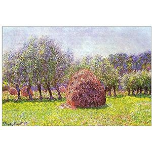 ArtPlaza TW91786 Monet Claude - Heap of hay in the field decoratieve panelen, hout MDF, meerkleurig, 90 x 60 cm