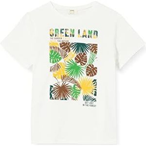 Koton Tropical Printed T-shirt met korte mouwen, katoen, voor kinderen, Gebroken wit (001), 5-6 jaar