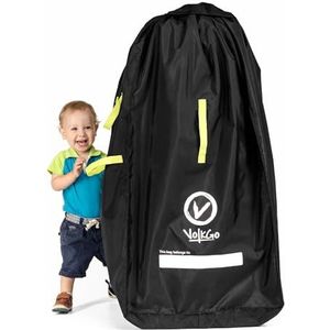 VolkGo Gate Check Bag voor enkele paraplu-kinderwagens, duurzaam en licht, waterbestendig, trekkoordsluiting met verstelbaar slot, hengsel, inclusief stretch rits, Zwart, 47x24x18 Inch (Pack of 1),