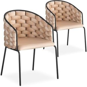 Menzzo Tricotane stoel, beige, L 53 x D 56,5 x H 79,5 cm