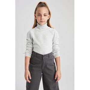 DeFacto Girl's Tricot Pullover, grijs, 7-8 Jaren