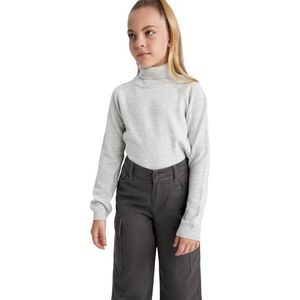 DeFacto Truien voor meisjes - Trui voor meisjes veelzijdige meisjeskleding voor elke gelegenheid, warm en trendy, regular fit turtle neck, grijs, 13-14 Jaar