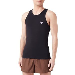 Emporio Armani Glanzende tanktop met logoband voor heren, Zwart, XL