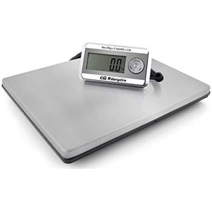 Orbegozo PC 5500 industriële keukenweegschaal, max. draagkracht 200 kg, roestvrij stalen oppervlak (39 x 31 cm), tarra-functie, werkt op batterijen en met voeding