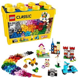 LEGO Classic Creatieve grote opbergdoos met Kleurrijke Stenen, Ramen, Deuren, Wielen en een Basisplaat, Creatief Speelgoed voor Kinderen, Leuk Cadeau voor Jongens en Meisjes vanaf 4 Jaar 10698