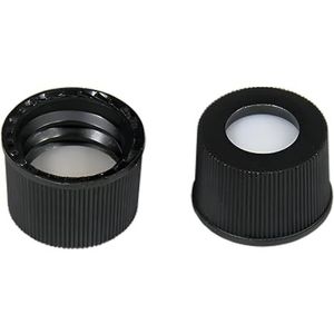 Macherey & Nagel ML-1565 polypropyleen schroefdop bonded, gat, N 10, zwart, siliconen/PTFE septmateriaal, 1,5 mm septdikte, 100 stuks