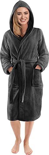 NY Threads - Luxe Zacht Fleece - Badjas - Donker Grijs - Met Capuchon