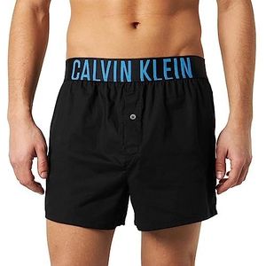 Calvin Klein Boxershorts voor heren, slim 2 stuks, Zwart W/Signature Blue, Dragon Fly, XL