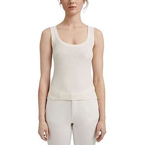 ESPRIT Met lijn: Tanktop van geribbeld breiwerk, off-white, M