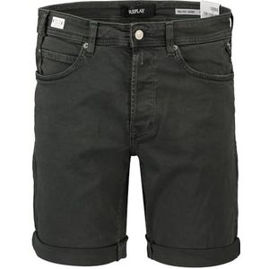 Replay Heren Tapered Fit Jeans Shorts RBJ901, 099, blackboard, 38W