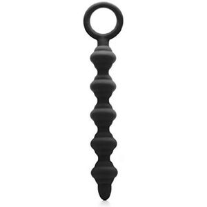 Shots Toys by Shots - Wrick Anal Chain - flexibele siliconen anale kogelketting - ca. 18 cm lang - zwart/zwart