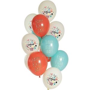 Folat 25134 Ballonnen set latex-Birthday Circus 33 cm, 12 stuks, voor verjaardag kinderen en feestdecoratie, meerkleurig