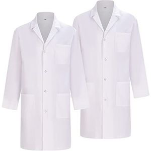 MISEMIYA - 2 stuks - laboratoriumjas unisex - witte laboratoriumjas voor heren - medische badjas voor dames - laboratoriumjas voor heren Q816, Wit, XXL
