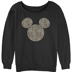 Disney Women's Classic Mickey Animal Ears Junior's Raglan Pullover with Coverstitch, Black, Medium