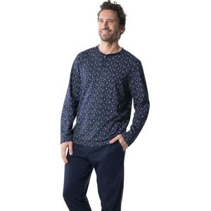 Eminence Lange pyjama met T-hals, Print zwart en wit/zwarte onderkant, S