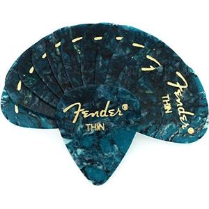 Fender 351 Shape Premium plectrums (12 stuks) voor elektrische gitaar, akoestische gitaar, mandoline en bas 351 - dun turquoise (oceaan)
