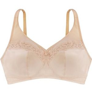 Dorina Dames Minimising kanten beha zonder beugel, ongevoerde minimizer met extra brede bandjes, teagan, beige zwart, Teagan beige, 75E