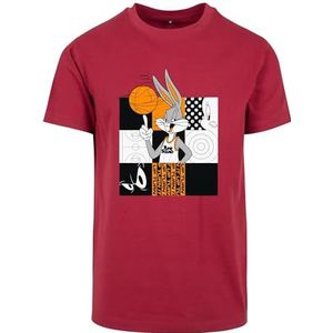 Mister Tee Space Jam heren T-shirt Bugs Bunny basketbal Tee met print op de voorkant, in de kleuren wit, rood, blauw, maat XS tot XXL, bordeaux, XS