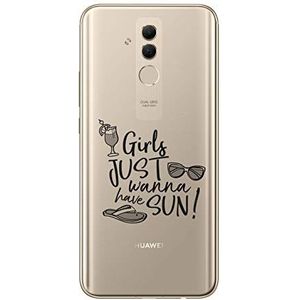 Zokko Beschermhoes voor Huawei Mate 20 Lite Girls Just Wanna Have Sun – zacht transparant inkt wit