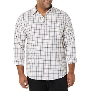 Amazon Essentials Regular-Fit Stretch Poplin overhemd met lange mouwen, roze wit Buffalo Plaid, Large