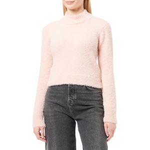 Trendyol Dames rechte lange mouwen slanke sweater, Powder Pink, L