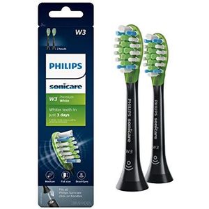 Originele Philips Sonicare W3 Premium witte tandenborstelkop, HX9062/95, 2-pk, zwart