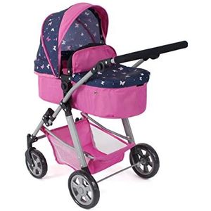 Bayer Chic 2000 - Poppenwagen Nele, 2-in-1 combipoppenwagen voor kinderen van 4 tot 8 jaar, vlinder, marineblauw, 568-33