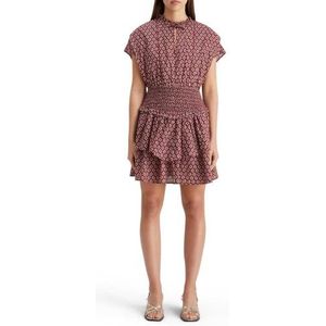 Scotch & Soda Mini met smock casual jurk voor dames, Geo Flower Bordeaux 7362, 34