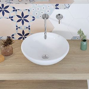 DeerValley DV-1V062 Symmetry 17.72'' White Ceramic Circular Vessel Badkamer Sink met Overflow