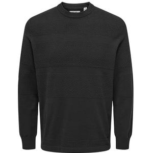 ONLY & SONS Onsmalik Reg 12 Pinaple Crew Knit Noos, zwart, 3XL