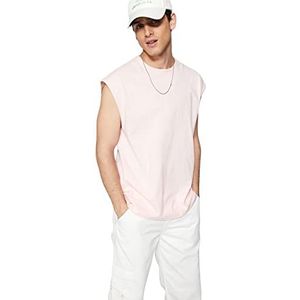 Trendyol Man Basics Oversize Basic Crew Neck Knit Singlet, Gedroogde Roos, L, Gedroogde Roos, L