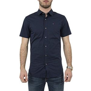 Tommy Jeans Basic Stretch shirt S/S 57 korte mouwen slim fit vrijetijdshemd, blauw (Black Iris 002), Fabrikant maat:M