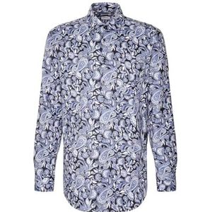 Seidensticker Zakelijk overhemd voor heren, regular fit, gemakkelijk te strijken, Kent-kraag, lange mouwen, 100% katoen, blauw, 41