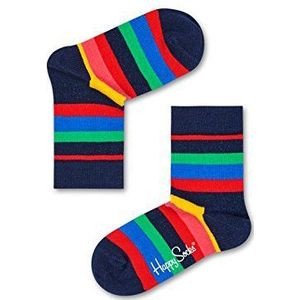 Happy Socks Kids Stripe Sock, kleurrijke en leuke, Sokken voor Kinderen, Blauw-Rood-Groen-Roze-Geel (7-9Y)