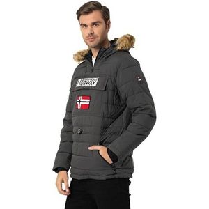 Geographical Norway Coconut Herenparka, lang, warm, herfst, winter, waterdicht, waterafstotend, bontjas, outdoor, winddichte jas, heren (donkergrijs, XL), Donkergrijs, XL
