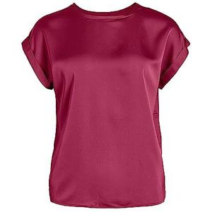 Vila Veelzijdige S/S Satin Top - Noos, Beet Red, 40