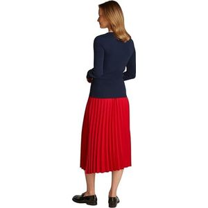 TOMMY HILFIGER Dames Slim Henley GB Scoop-NK LS WW0WW43905, Blauw (Donker Nacht Marine), XXS