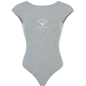 Emporio Armani Iconische stretch katoenen bodyslip met logoband voor dames, lichtgrijs Melange, XL