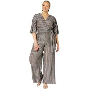 Little Mistress Dames Plisse Uitlopende Jumpsuit, maat 14, veelkleurig