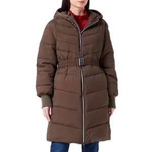 Mexx Dames Midi Length Hooded Padded Jacket Parka, Olive, M