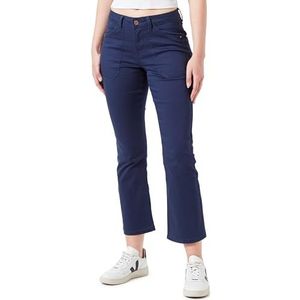 Cream Dames Twill Jeans Cropped Length Bootcut Legs Slim Fit Midrise Waist Dames, Jurk Blues, 25W