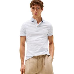 Tommy Hilfiger Heren 1985 Slim Polo MW0MW17771 S/S Polo, Blauw (Breezy Blauw/Wit), XL, Blauw (luchtig blauw/wit), XL