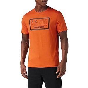 Armani Exchange Heren Regular Fit Box Logo Pima Cotton Tee T-shirt, oranje, L
