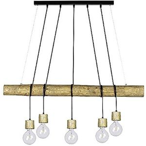 Homemania HOMBR_0292 Hanglamp, plafondlamp, hout, metaal, zwart, 115 x 8-12 x 140 cm