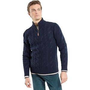 Armor Lux Wollen trui met vrachtwagenkraag, Marine Deep Heather, S