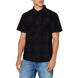 Brandit ROADSTAR Shirt korte mouwen vrije tijd overhemd geruit heren houten case geruit, zwart-blauw, XXL
