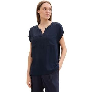 TOM TAILOR Basic T-shirt voor dames met borstzakken, 10668 - Sky Captain Blue, XL